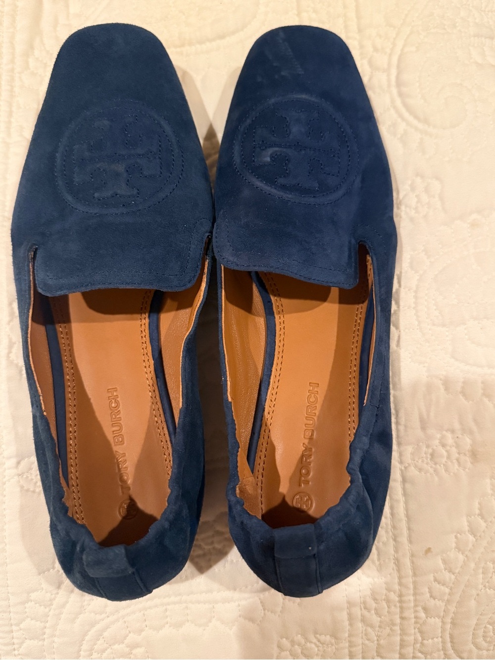 Tory Burch Navy Suede Driving Loafers